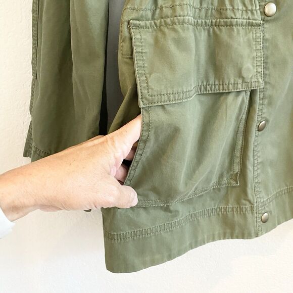 Gap Womens M Double Breasted‎ Military Style Collared Army Green Snap Jacket - Picture 6 of 12